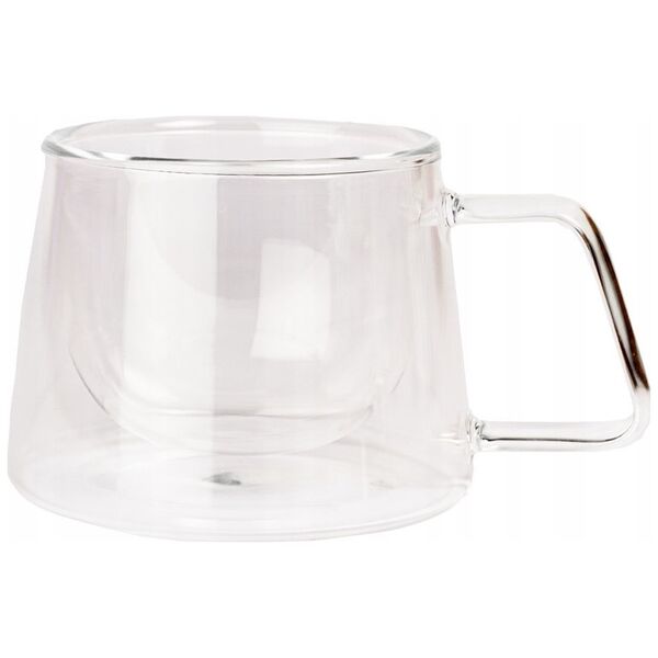 Double-wall cappuccino glass with a handle