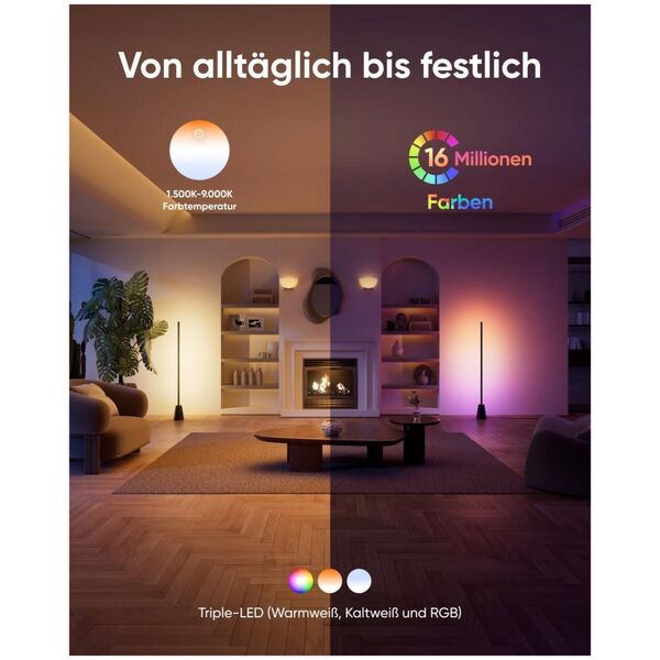 Eufy - Flurlampe - LED - RGBWW light - 1500-9000 K - sechseckig