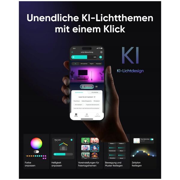 Eufy - Flurlampe - LED - RGBWW light - 1500-9000 K - sechseckig