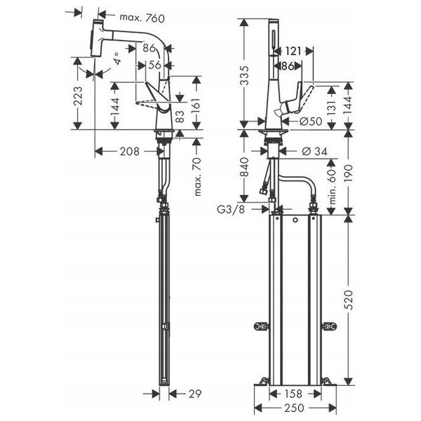 Kitchen faucet with pull-out hose Hansgrohe Talis Select M51 73868000