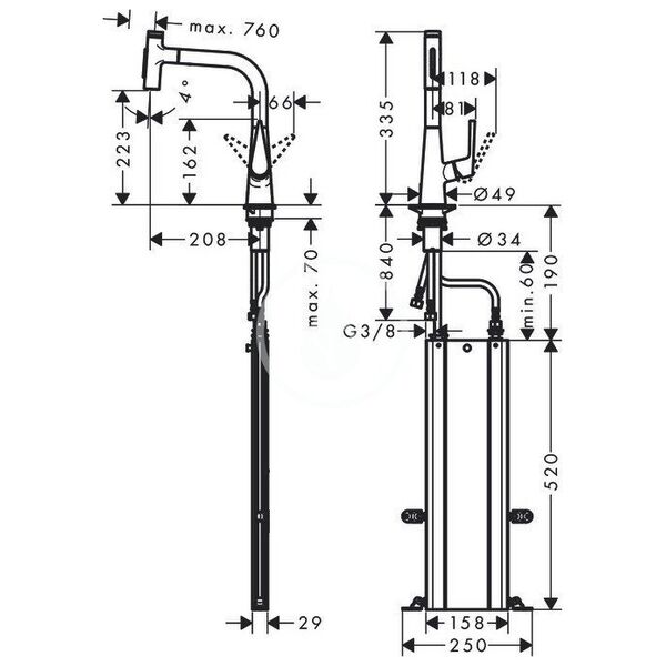 Kitchen faucet with pull-out hose Hansgrohe Talis Select M51 73868000