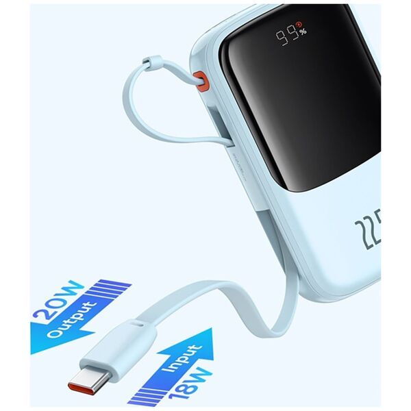 Power bank 10000mAh Qpow Pro+ 22.5W USB-C - niebieski BASEUS
