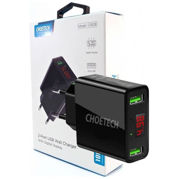 Ładowarka Choetech C0028 2x USB-A 2.2 A (C0028 BLACK)