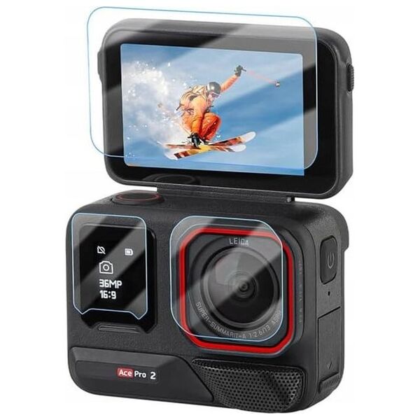 Zestaw Osłon 6x Osłona na Obiektyw + 2x Ekran LCD Kamera Insta360 ACE PRO 2 / BHM917
