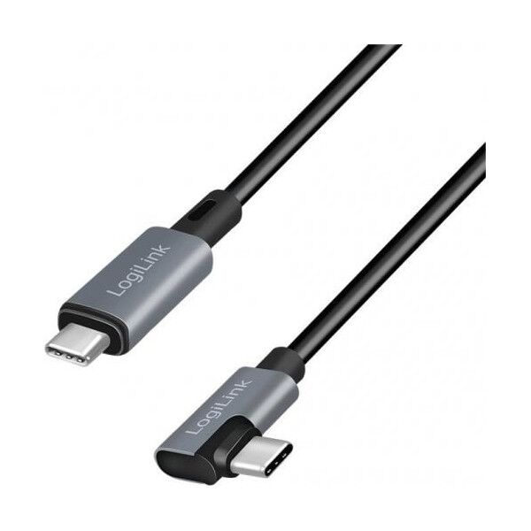 LOGILINK CU0184 Kabel USB 2.0 Type-C C/M kątowy na USB-C/M E-mark PD czarny 3m