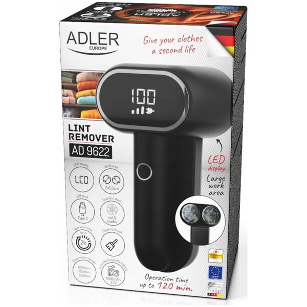 Adler | Lint remover | AD 9622 | Black | Rechargeable battery | 10 W