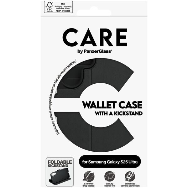 Etui CARE by PanzerGlass Feature Wallet   Kickstand do Samsung Galaxy S25 Ultra czarny