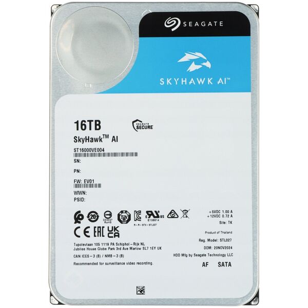 DYSK DO REJESTRATORA HDD-ST16000VE004 16TB 24/7 SkyHawk AI SEAGATE