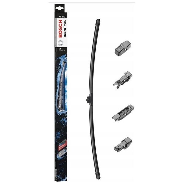 Car wiper without frame BOSCH, 700 mm, 4 mounting adapters