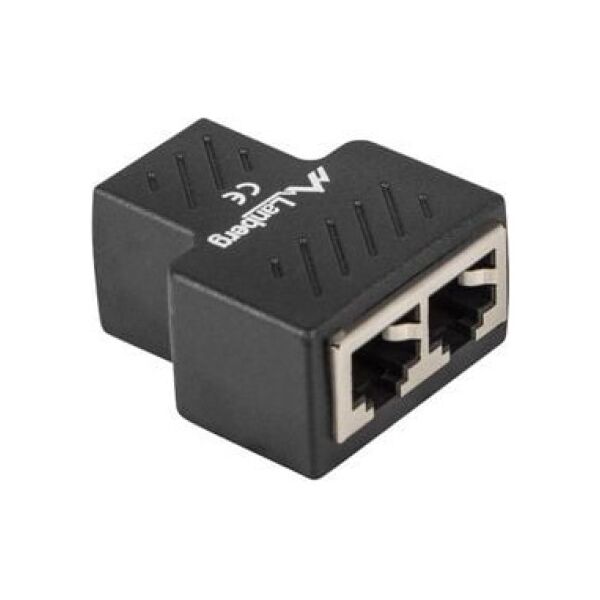 Lanberg Adapter złączka sieciowa RJ45 - RJ45 x2 ekranowany czarny -AD-RJ45-2RJ45-OS
