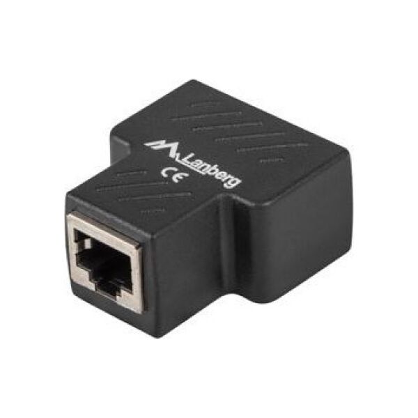 Lanberg Adapter złączka sieciowa RJ45 - RJ45 x2 ekranowany czarny -AD-RJ45-2RJ45-OS