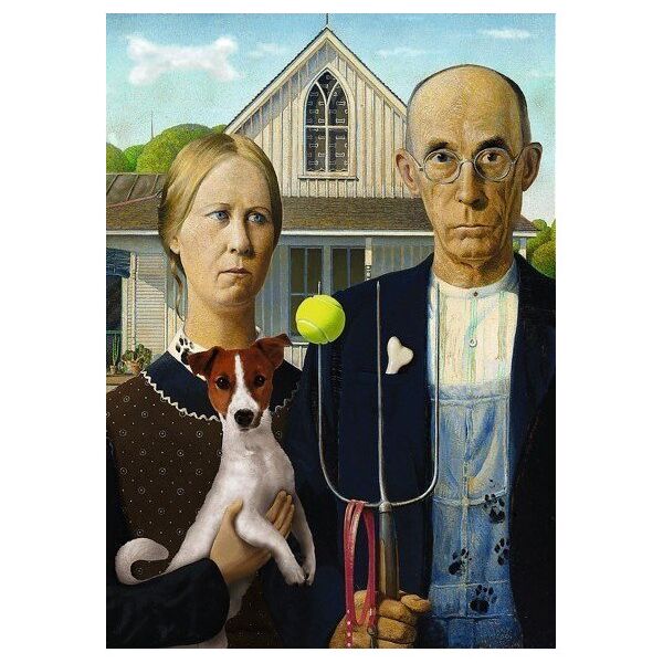 Puzzle 500 elementów American Gothic Psia Edycja Trefl