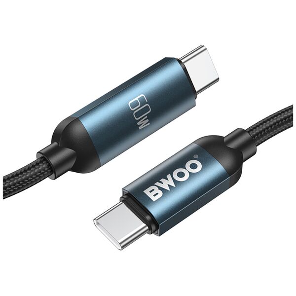 BWOO 60W Braided USB-C to USB-C, with animation light 1m 6933654813778