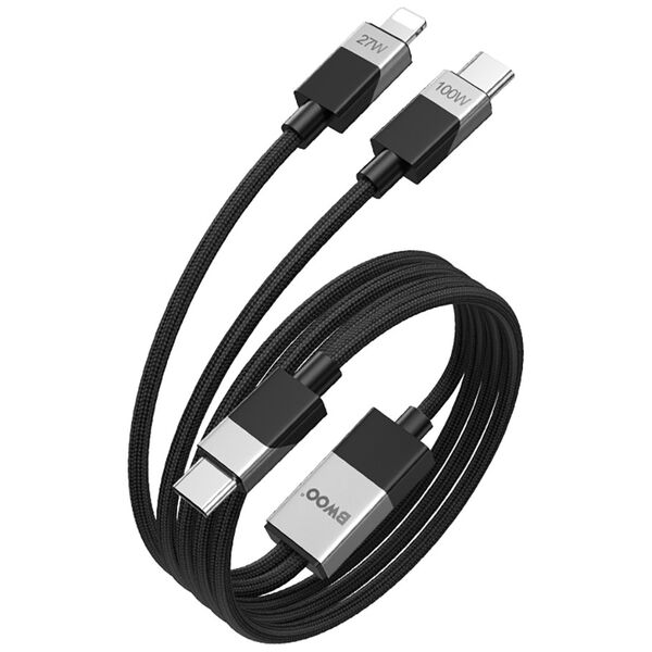 BWOO braided 100W/27W 2 in 1 USB-C to USB-C and Lightning cable 6933654813785