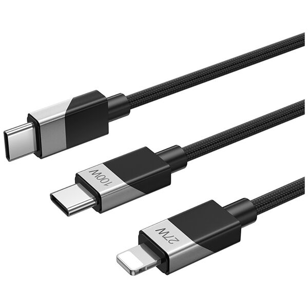 BWOO braided 100W/27W 2 in 1 USB-C to USB-C and Lightning cable 6933654813785