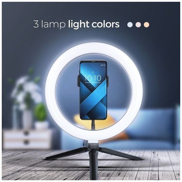 Lampa pierścieniowa Techonic  LED Ring Stream 10 cali z uchwytem na telefon