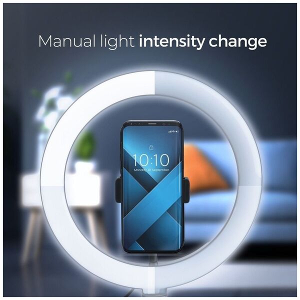 Lampa pierścieniowa Techonic  LED Ring Stream 10 cali z uchwytem na telefon