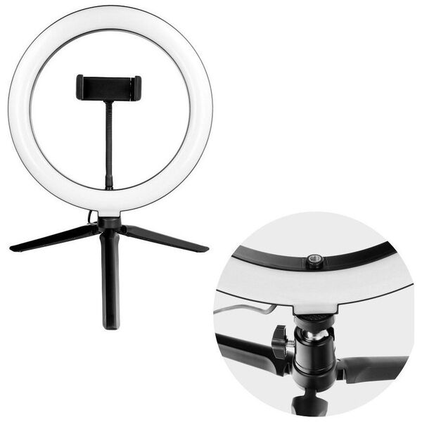Lampa pierścieniowa Techonic  LED Ring Stream 10 cali z uchwytem na telefon
