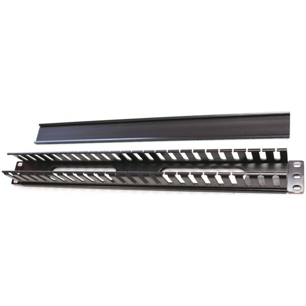 Organizer OEM 19" vyvazovací panel 1U, kovový με πλαστικό κάλυμμα, 40x50mm, průchozí, černý 14072241 725765540461