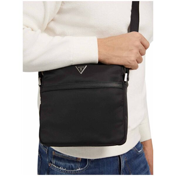 Guess, Certosa, Polyurethane, Textile Bag, Black, HMECRNP2258BLA, For Men, 22 x 5 x 23.5 cm For Men