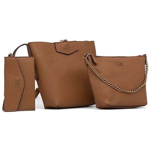 Guess, Brenton, Ecological leather, Textile Bag, Rigid structure, Caramel, 6432, For Women, 22 x 18 x 9 cm For Women