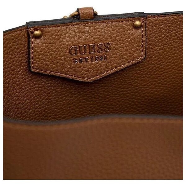 Guess, Brenton, Ecological leather, Textile Bag, Rigid structure, Caramel, 6432, For Women, 22 x 18 x 9 cm For Women