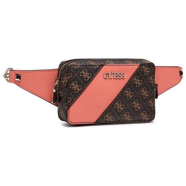 Guess, Camy, Textile Fanny Pack, 4G Logo, Coral/Brown, For Women For Women