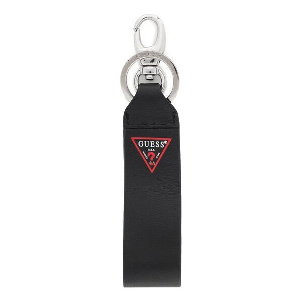 Set Guess: Guess, Leather Keyring, Black + Daelon, Leather Wallet, Small Billfold, Red/Black, For Men Unisex