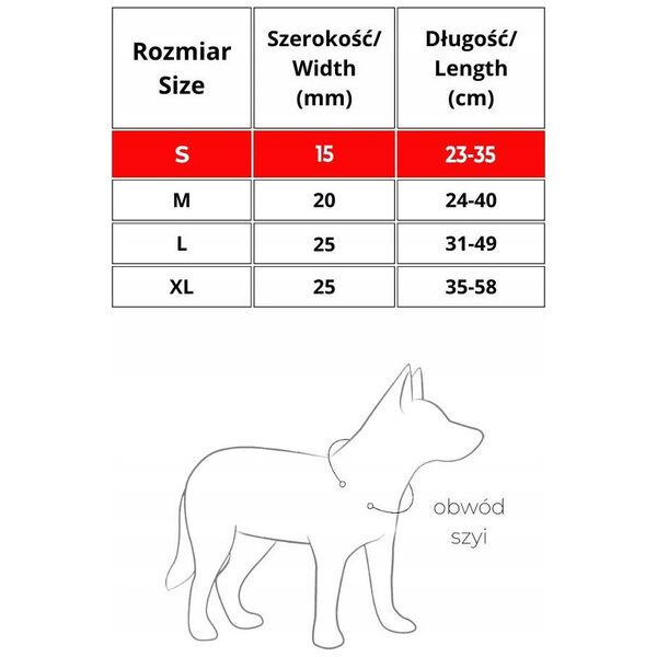 Collar Obroża nylonowa z kodem QR dla psa Waudog "NASA21", rozmiar s, szer. 15 mm