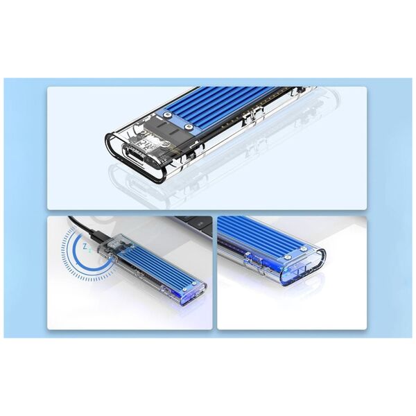 Kieszeń Orico Obudowa dysku SDD M.2 Orico, NVME, USB-C 3.1 Gen.2, 10Gbps (niebieska)