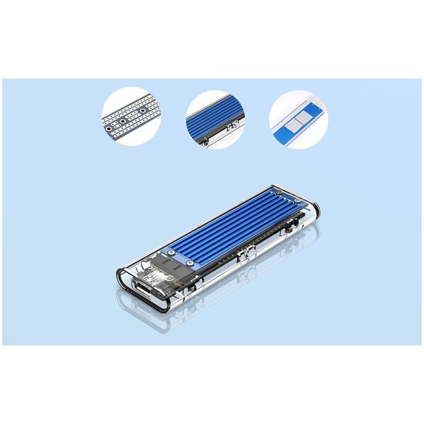 Kieszeń Orico Obudowa dysku SDD M.2 Orico, NVME, USB-C 3.1 Gen.2, 10Gbps (niebieska)