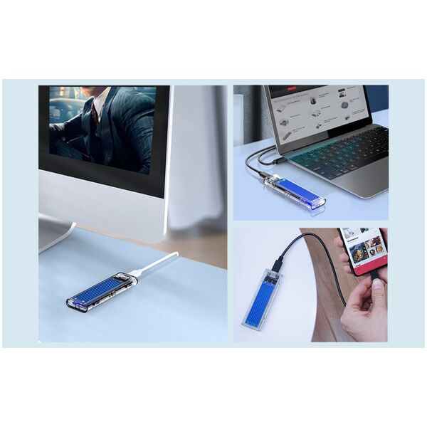 Kieszeń Orico Obudowa dysku SDD M.2 Orico, NVME, USB-C 3.1 Gen.2, 10Gbps (niebieska)