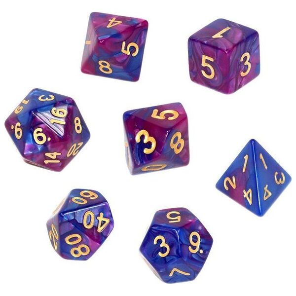 Rebel Komplet kości REBEL RPG - Dwukolorowe - Ciemnoniebiesko-purpurowe