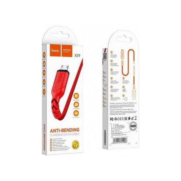 Kabel USB Hoco USB-A - microUSB 1 m Czerwony