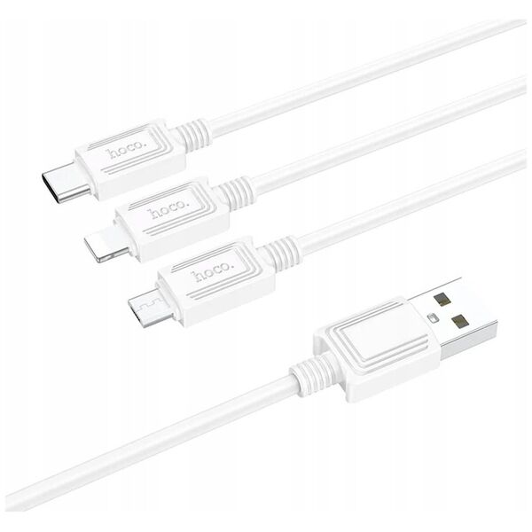 Kabel USB Hoco HOCO kabel 3w1 USB A do Lightning / Micro USB / Typ C 2A X74 1 m biały