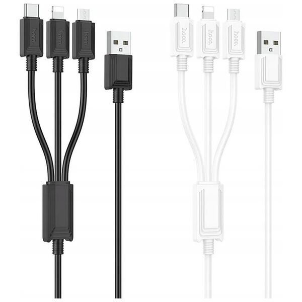 Kabel USB Hoco HOCO kabel 3w1 USB A do Lightning / Micro USB / Typ C 2A X74 1 m biały