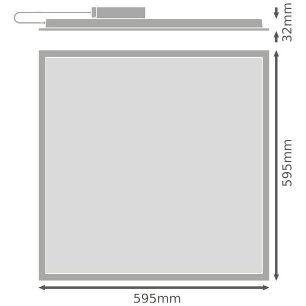 Recessed LED panel LEDVANCE ECO HLO, IP40, 34W, 3000 K, 4080lm, 60 x 60 cm