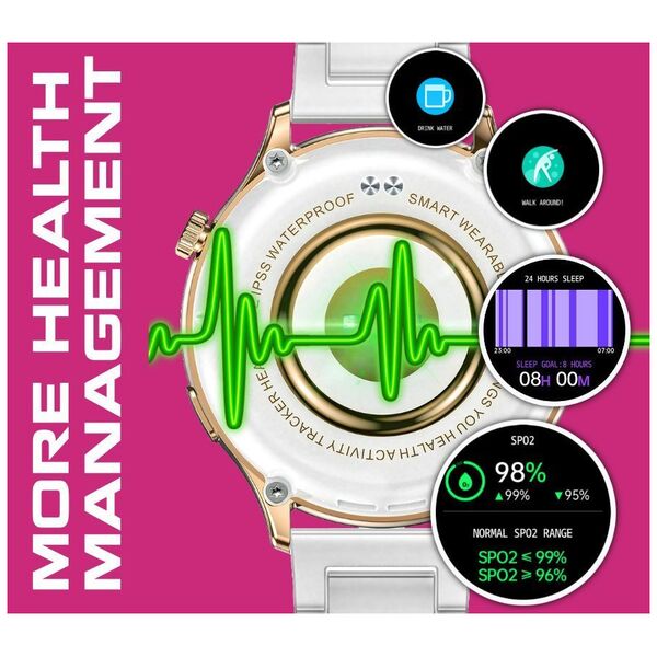Smartwatch Rubicon Smartwatch Damski Rubicon Rncf02 - Wykonywanie Połączeń, Dodatkowy Pasek (Sr048A)