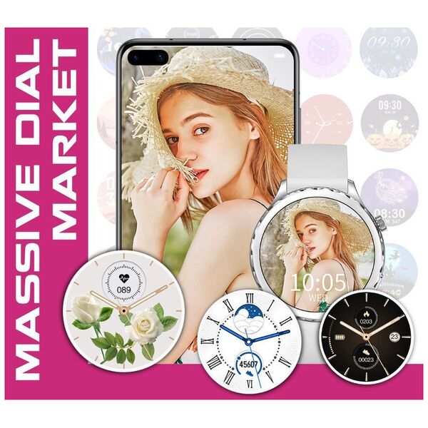 Smartwatch Rubicon Smartwatch Damski Rubicon Rncf02 - Wykonywanie Połączeń, Dodatkowy Pasek (Sr048A)