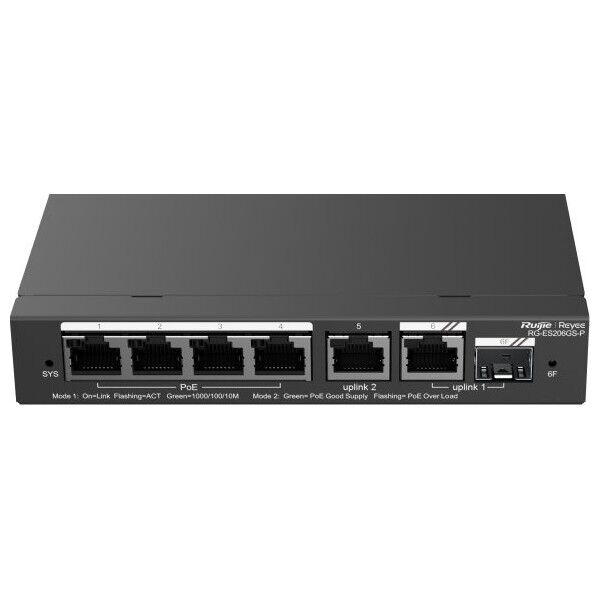 Switch Reyee SWITCH POE RG-ES206GS-P 4-PORTOWY REYEE