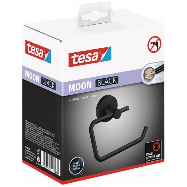 Tesa TESA MOON BLACK Porta carta igienica Colla Metallo