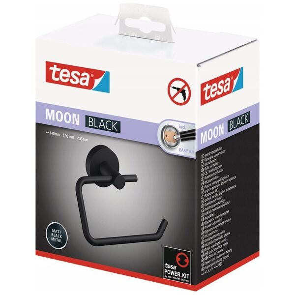Tesa TESA MOON BLACK Porta carta igienica Colla Metallo