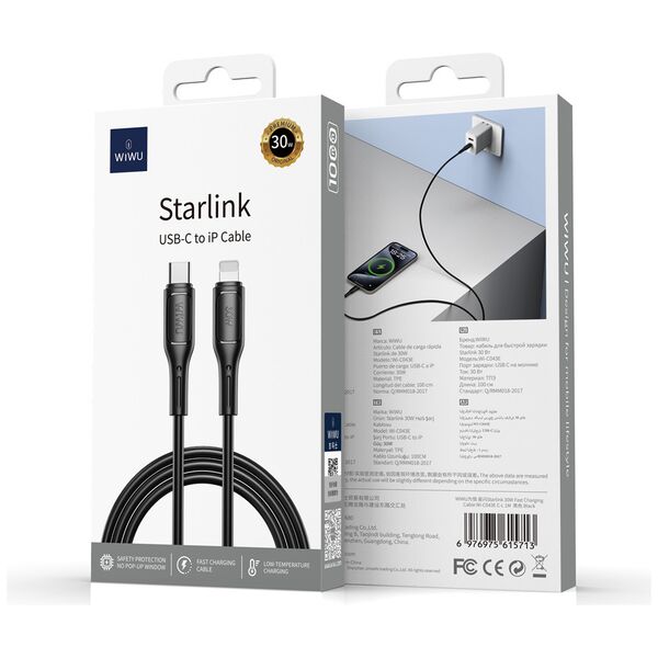 WIWU Starlink Series 30W Fast Charging Cable Wi-C043E C-L Black 6976975615713