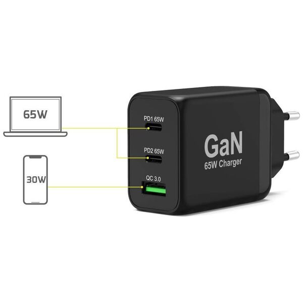 Port Designs 900106-EU ładowarka do urządzeń przenośnych Netbook, Laptop, Smartfon, Tablet Czarny Prąd przemienny Szybkie ładowanie Wewnętrzna