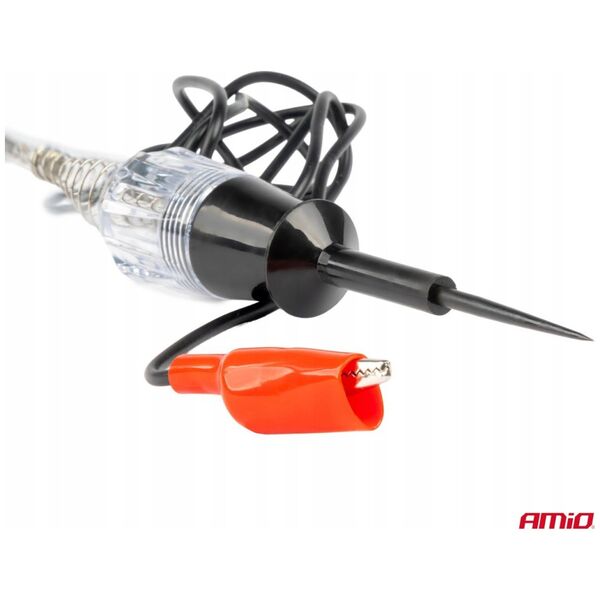 Samochodowy tester napięcia z zaciskiem krokodyl 6-12v amio-04272
