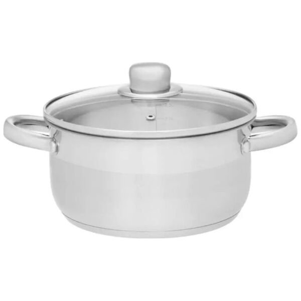 Maku Kitchen Life Basic nerūdijančio plieno puodas su stikliniu dangčiu  6,5 L 24 cm