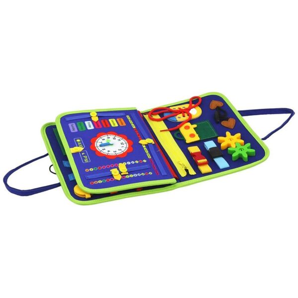 LeanToys Walizka Filcowa Sensoryczna Edukacyjna Niebieska