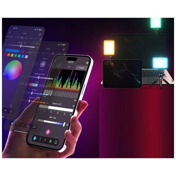 Lampa LED RGB 5W Selfie Vlog + KLIPS do Telefonu 1/4'' ISO Bluetooth NEEWER / VL67C