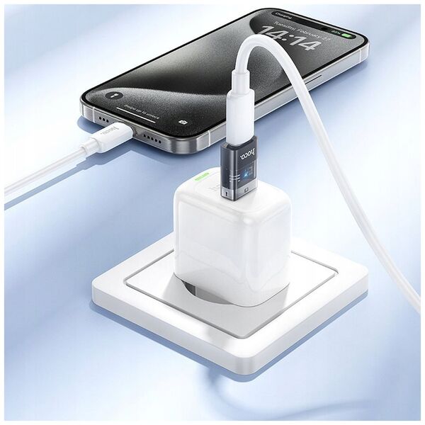 HOCO adapter USB A (męski) do Typ C (żeński) UA36C transparentny czarny
