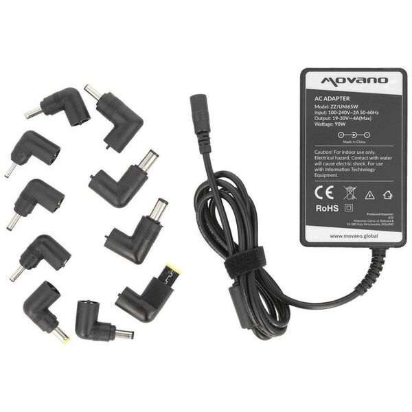 Zasilacz do laptopa Movano Zasilacz ładowarka uniwersalna 15-20v|65W|10wtyków